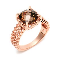 18K 반지 빅 사각 3중라인 천연스모키쿼츠 반지 NPR22844