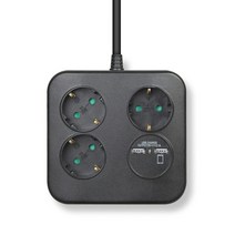 러그 LUG-KSP-03U-1.0 3구 콘센트 캠핑코드릴 USB 2포트 블랙 140cm