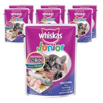 위스카스 고양이 습식사료 파우치 주니어 고등어, 85g, 7개