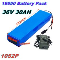 전동 장애인전동 축전지 36V 30Ah 10S2P 배터리 ebike 팩 18650 리튬 이온 500W 전력 및 용량 42V 오토바이 스쿠터, Black, 1개