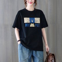 엄마옷 빅사이즈여티셔츠 통통mm 여름 루즈핏 감바 슬림핏 커버 순면 반팔 통통녀 배덮개 상의