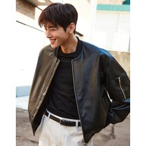 지오다노 NEW 2023 차은우 봄에코 레더 바머 자켓 073530