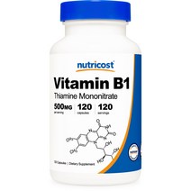 뉴트리코스트 비타민 B1 티아민 모노나이트레이트 500mg 캡슐, 120개입, 1개
