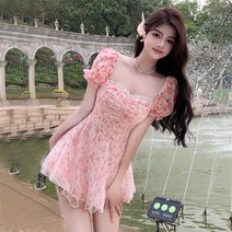 플라워 쉬폰 스커트 프렌치 소녀원피스 여성 여름 작은 키 150CM 산들바람 욕망 러블리 시폰 4732330642