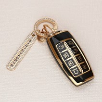 튜모 제네시스 G70 G80 G90 GV70 GV80 DH 에쿠스 EQ900 골드라인 TPU 스마트 키케이스 키링 키홀더, GN-04, 큐빅오링-블랙