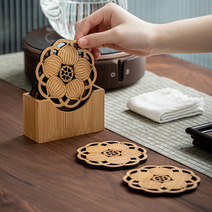 티이야기 플라워 티코스터 찻잔받침 우드 컵받침대 나무, 01. 플라워 찻잔받침