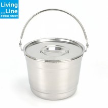 음식점 업소용 고급 스텐통 들통 대용량 깍두기통 다양한사이즈 스텐 보관용기 아이스버킷 스텐레스 곰국 곰탕 찜냄비 큰냄비 대형 국통 육수통, [LL] DK고급스텐통-대-뚜껑 포함