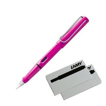 LAMY 사파리 만년필 + 잉크카트리지 2p, EF, 핑크(만년필)
