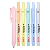 [모리스] 퀵마크S 마일드 형광펜 6색 SET (MRH-205) : 원터치 클릭(노크) 방식의 편리한 형광펜, 단품