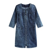 바스원피스 키작녀원피스 인견원피스 린넨원피스 점프수트 린넨점프수트kesty 여성용 플러스 사이즈 데님 드레스 하이 스트레치 슬림 핏 드레스 캐주얼 우븐 벨트 포켓 드레스