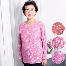 파스텔리본면티 봄가을라운드티 할머니옷 요양원의류