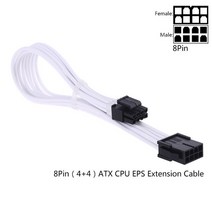 PC Computer Motherboard Cable Sleeve Extension Power Supply 6 Pin PCI-e ATX CPU EPS, 05 G8, 01 White