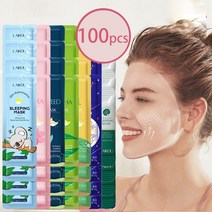 100 pcs LAIKOU 모이스춰 라이징 슬리핑 마스크 사쿠라 달팽이 해초 페이스 마스크 화이트닝 뉴 리싱 오일 컨트롤 안티 에이징 스킨 케어|트리트먼트 & 마스크|, 1개, green tea
