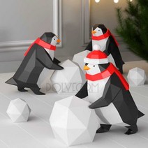 귀여운 펭귄 크리스마스 종이 미니어처 장식 공예품, 60cm 크리스마스 엘크 벽걸이 컷