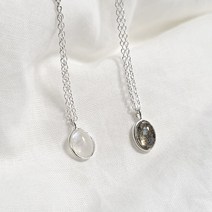 실버 925 원석 타원 문스톤 레브라도라이트 펜던트 목걸이