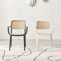 라로퍼니처 로하스 라탄 식탁 의자 카페 인테리어 체어, 팔걸이형, 화이트