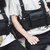 아웃도어랩 체스트백 밀리터리 라이더가방 오토바이 조끼 가방 런닝 운동 L사이즈, 블랙