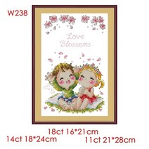 실 십자수 세트 명화 액자 그림 소다 시리즈 사랑 꽃 만화 커플 작은 정밀 인쇄 패브릭, 하얀, 11ct 프린트 캔버스