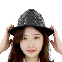 페도라모자 블랙 연말파티 반짝이 패션 무대소품 의상