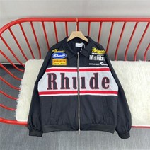 22 겨울 Rhude 따뜻한 루스 재킷 남성 여성 패치 워크 1:1 버전 품질 코트 야구 지퍼 수 놓은 긴 소매 재킷 스포츠 아웃도어 활동 액티비티 안전한 보호