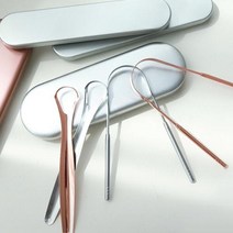 스테인레스 혓바닥 청소 혀 클리너 2type [백태 설태 제거기 스테인리스 스텐 칫솔 크리너 텅 닦기], 구멍형-로즈골드