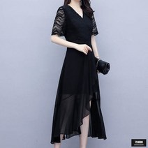 가바바 여성 빅사이즈 원피스 나에게 시선집중 절개 플레어 쉬폰 롱원피스 G52593
