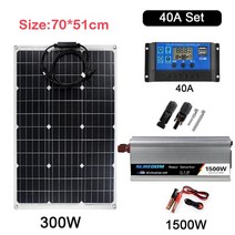 태양열 1500W 태양 광 발전 시스템 12V ~ 220V 인버터 전지 패널 배터리 충전기 30/40/50/60A 컨트롤러 키, 06 40A Set