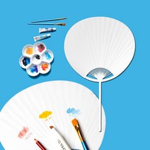 민화샵 원형 종이부채 색칠놀이 만들기 재료, 중형