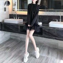 WHNJP 여성 맨투맨 원피스 블랙 맨투맨 a라인 스커트 B0063