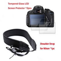 니콘 D7500 카메라 LCD 보호 필름 어깨 스트랩 손목 로프 처리 로프에 대한 HD 강화 유리 화면 보호기, 01 Set 2
