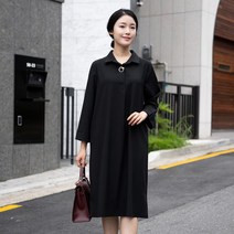 모슬린 엄마옷 브로치 카라원피스 EOP208131 마담 미시옷 중년여성의류 빅사이즈 50대 60대여성옷