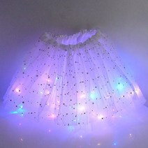 생일 크리스마스 용품 야광 형광 LED 미니 스커트 라이트 업 투투 빛 반짝이 스타 발레 의상 웨딩 아이 선물, [01] B01White Skirt