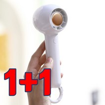 1+1 휴대용 미니 핸디선풍기 놀이동산 나들이 선풍기 탁상겸용 KC인증, 화이트+핑크