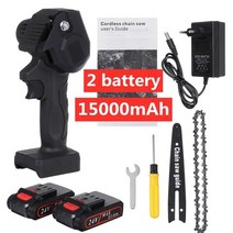 전동공구 전기톱 전동톱 6 인치 1200W 전기 체인 톱 가지 치기 전기 절삭기구 절단기, 배터리 2 개, 유럽 ​​연합