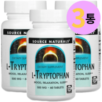 소스내추럴스 L-트립토판 500mg 60정 3통 세트 철분 칼슘 함유