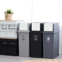 리빙스마일 분리수거함 푸시도어 50L, 02 블랙, 1개
