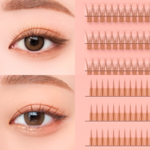(단품100모/브라운)붙이는 셀프속눈썹 언더래쉬 가닥 인조 자연스러운속눈썹 데일리속눈썹 붙이기 재료, 블링 V타입 8-9-10-11-12mm