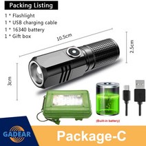 충전식 후레쉬 고성능 XHP50 강력한 LED 손전등 야외 휴대용 미니 토치 높은 전원 6800 루멘 램프 USB 방수 빛 캠핑 조명 아웃도어 밝은 워터푸르프 내구성 134281, 02 Package-C