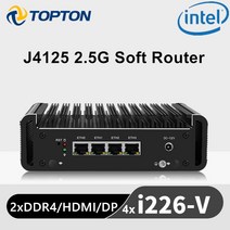 소형미니PC 미니 휴대용 산업용 한뼘 셀러론 J4125 2.5G 라우터 4x 인텔 i226-V 2500M LAN 2x ddr4 HDMI1.4 DP1.2 팬리스 PC OPNsense, [02] OPNsense, [04] EU, [03] 4GB DDR4 64GB SSD