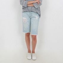 이젠 여성 뒷밴딩 워싱 데님 5부 청반바지