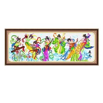 실십자수 춤추는 팔선녀 프린트 도안 패키지, 200x80면사, 11CT 3가닥자수, 1개