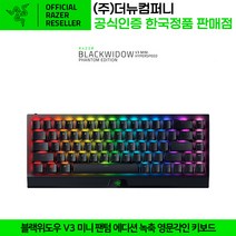 레이저 블랙위도우 V3 미니 하이퍼스피드 팬텀에디션 녹축 영문각인 게이밍 키보드