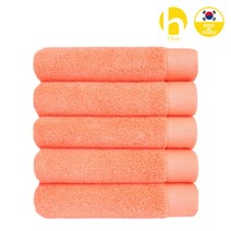 HUA 마카롱 호텔타올 30수 코마사 170g 5매 국산 고급세면타올, 5장, 오렌지 레드
