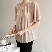 퍼니걸스 5271 쉬폰 맞주름 반팔 블라우스 여성의류