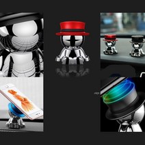 모자쓴 메탈 인형 미니 쿠퍼 차량용 핸드폰 거치대 갤럭시 휴대폰 받침대 단단고정 아이폰, 블랙