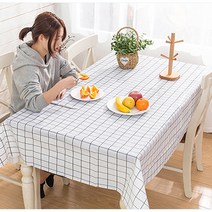 호정스토어 파스텔 테이블보 인테리어 방수 식탁보 방수테이블보 체크, 민트, 180x137