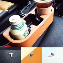 자동차 차량용 벤츠 BMW 제네시스 수납 틈새 멀티 가죽 컵홀더, 2. 브라운, 01 벤츠