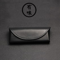 명품 수제 안경케이스 안경곽 안경통 선글라스 보관케이스 경량 소가죽 양가죽 스타일 보관함, 블랙