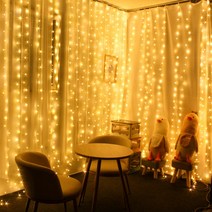별빛이내리는밤 커튼전구 300구 3m 트리 장식 줄줄이 커튼 조명 줄전구 파티장식 소품 파티 데코용품, 전원어댑터(USB충전기)