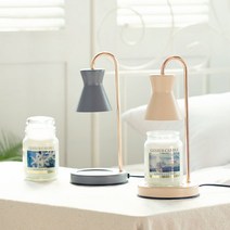 아로마컴퍼니 루체 캔들워머+지니어스 캔들 라지자+할로겐전구 2개 세트, 린넨코튼, 그레이카퍼